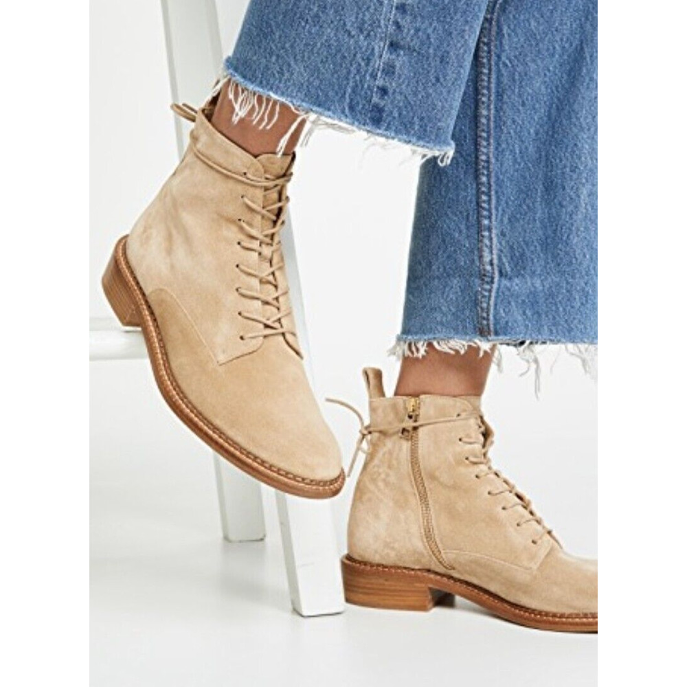 Vince Cabria Suede Lace-Up/Zip Ankle Women Boot Size 8.5 M Made in Italy - Picture 1 of 8